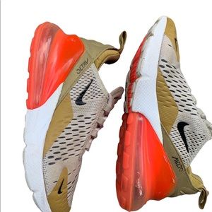 Nike Womens Air Max 270 AH6789-700 White Gold Lace Up Running Shoes Size 6.5